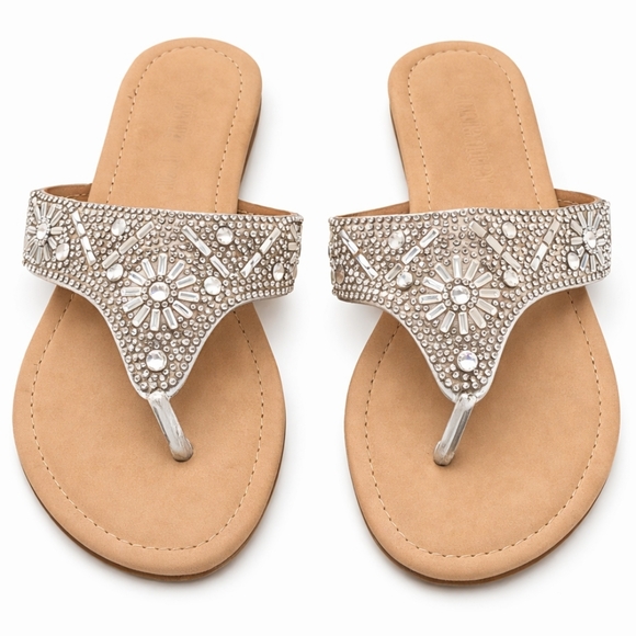 OLiViA MiLLER Rhinestone Sandals Women's Size 8 - Picture 4 of 4